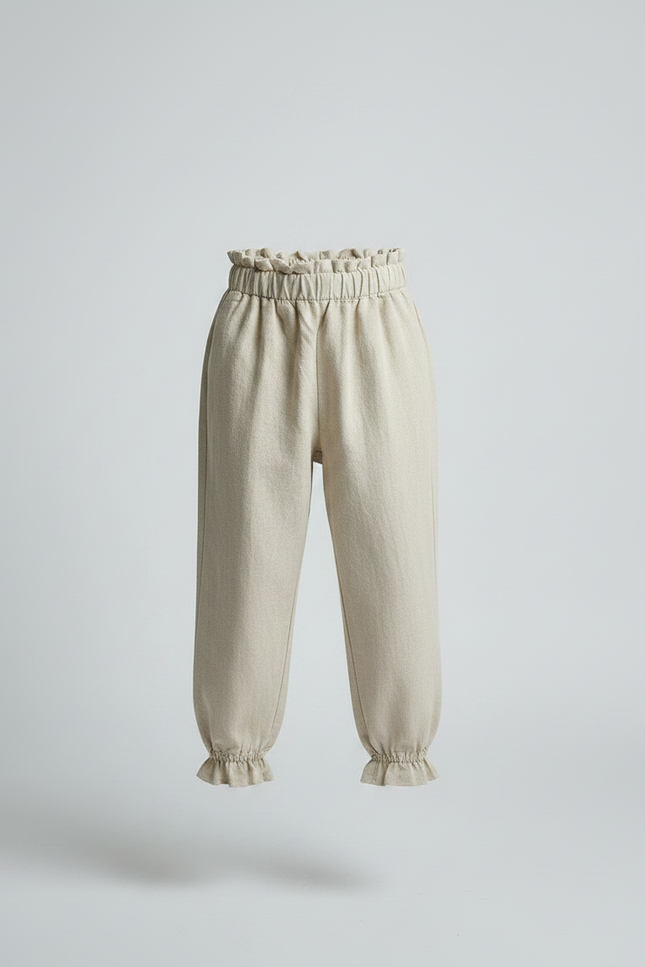 Pantalon Parachute Beige Ample Coton Enfant Froncé - vue 3