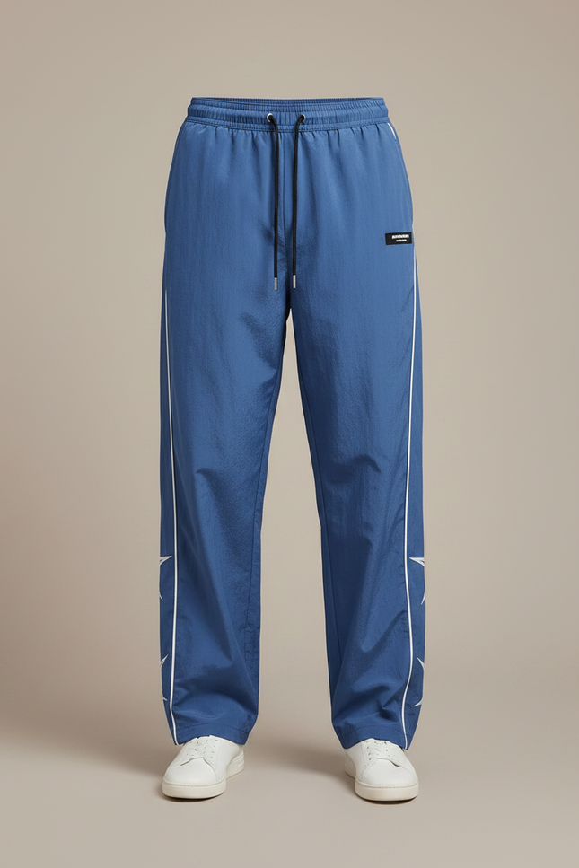 Pantalon Parachute Bleu Ample Sportif Étoiles Latérales - Polyester - vue 3