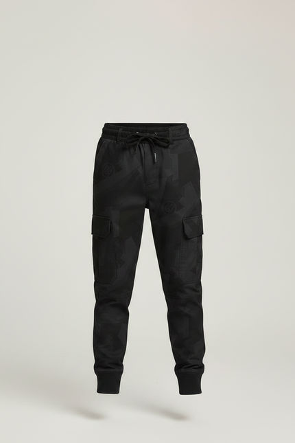 Pantalon Parachute Noir Cargo Motifs Géométriques Enfant - Polyester - vue 3