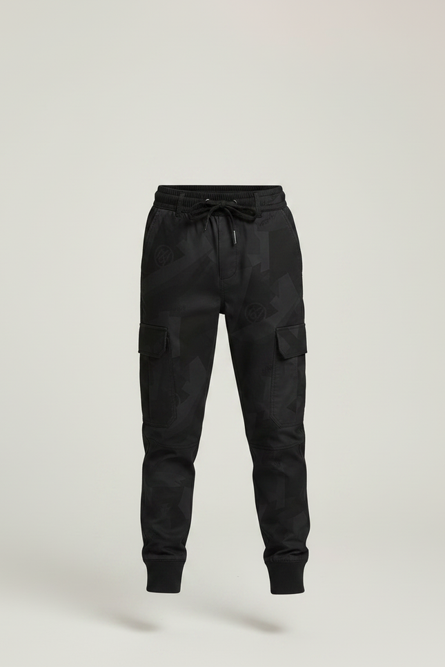 Pantalon Parachute Noir Cargo Motifs Géométriques Enfant - Polyester - vue 3
