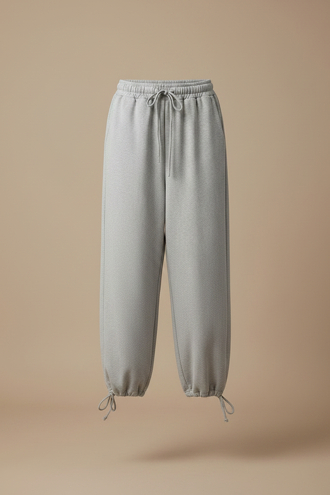 Pantalon Parachute Gris Ample Cordon Chevilles Ajustables - Molleton - vue 3