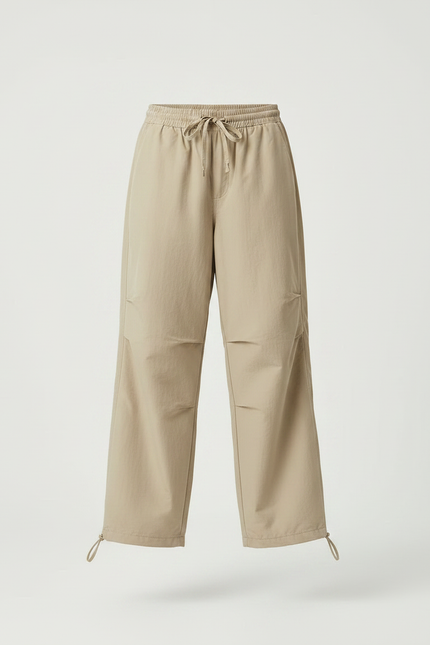 Pantalon Parachute Beige Ample Décontracté Cordon - Polyester - vue 3