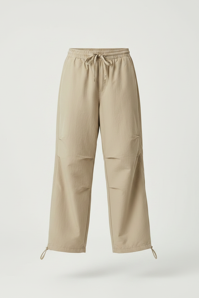 Pantalon Parachute Beige Ample Décontracté Cordon - Polyester - vue 3