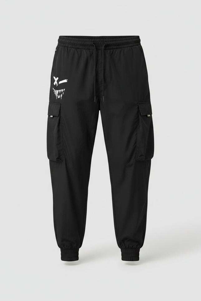 Pantalon Parachute Noir Cargo Ample Homme Sport - Polyester - vue 3