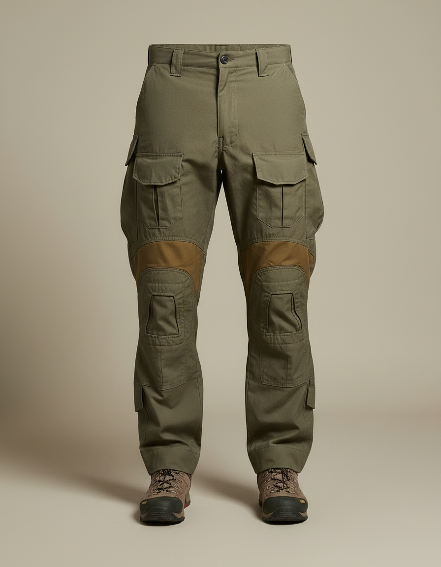 Pantalon Parachute Kaki Cargo Tactique Renforcé Homme - Toile - vue 2