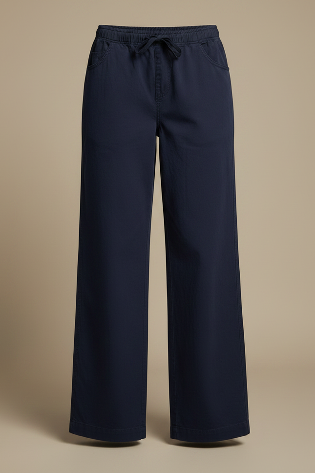 Pantalon Parachute Bleu Marine Ample Cordon Décontracté Femme - Gabardine - vue 3