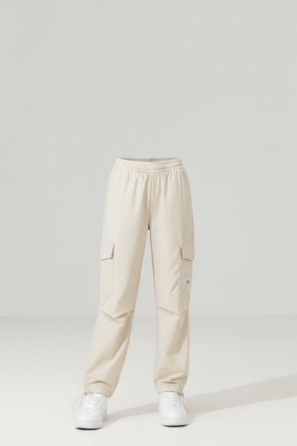 Pantalon Parachute Beige Ample Cargo Fille Décontracté - Polyester - vue 3