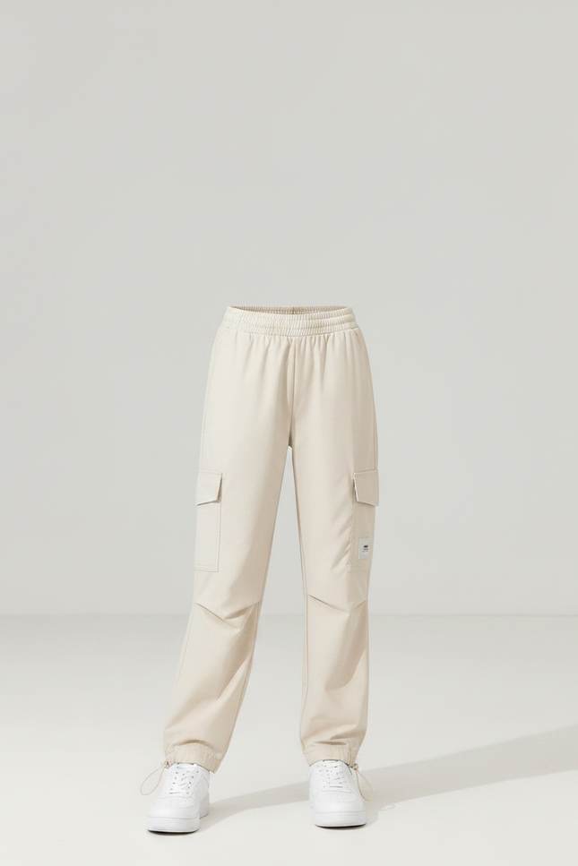 Pantalon Parachute Beige Ample Cargo Fille Décontracté - Polyester - vue 3
