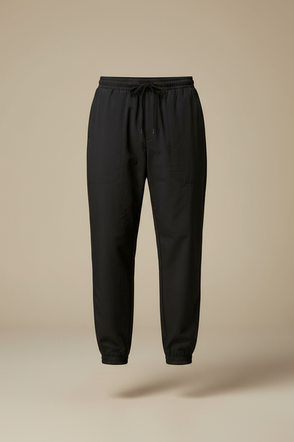 Pantalon Parachute Noir Ample Cordon Homme Casual - Polyester - vue 3