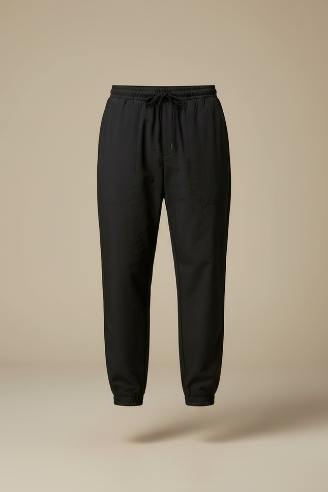 Pantalon Parachute Noir Ample Cordon Homme Casual - Polyester - vue 3