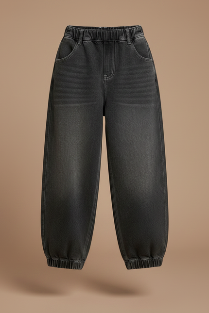 Pantalon Parachute Enfant Ample Denim Délavé Gris - Jean - vue 3
