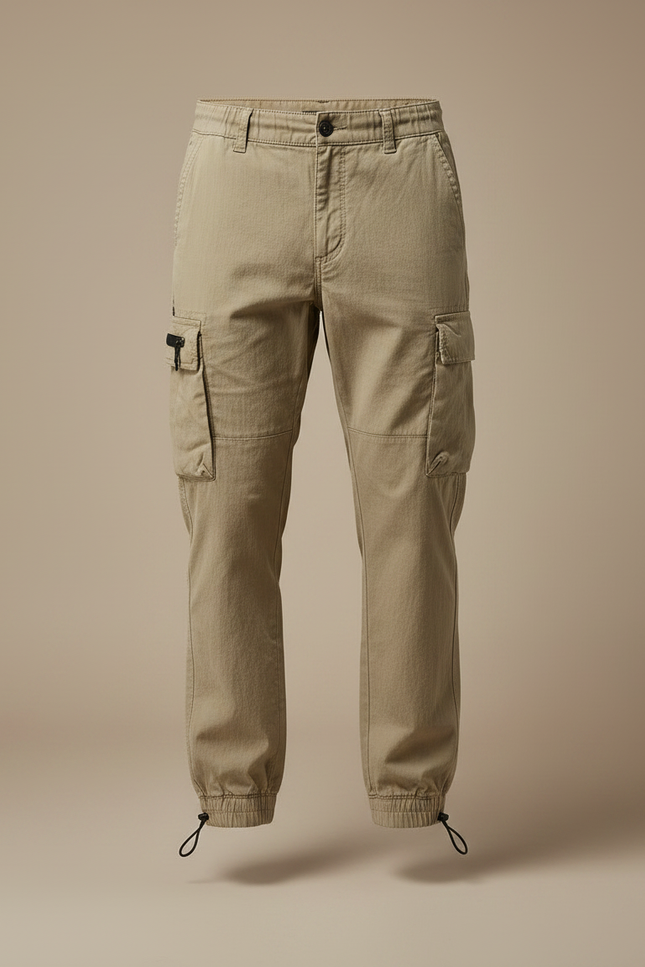 Pantalon Parachute Kaki Cargo Coton Léger Homme - vue 3