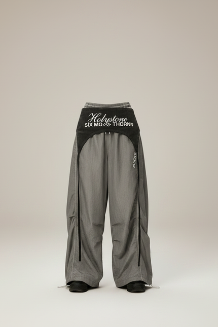Pantalon Parachute Gris Ample Sportif Fluide Fille - Polyester - vue 3