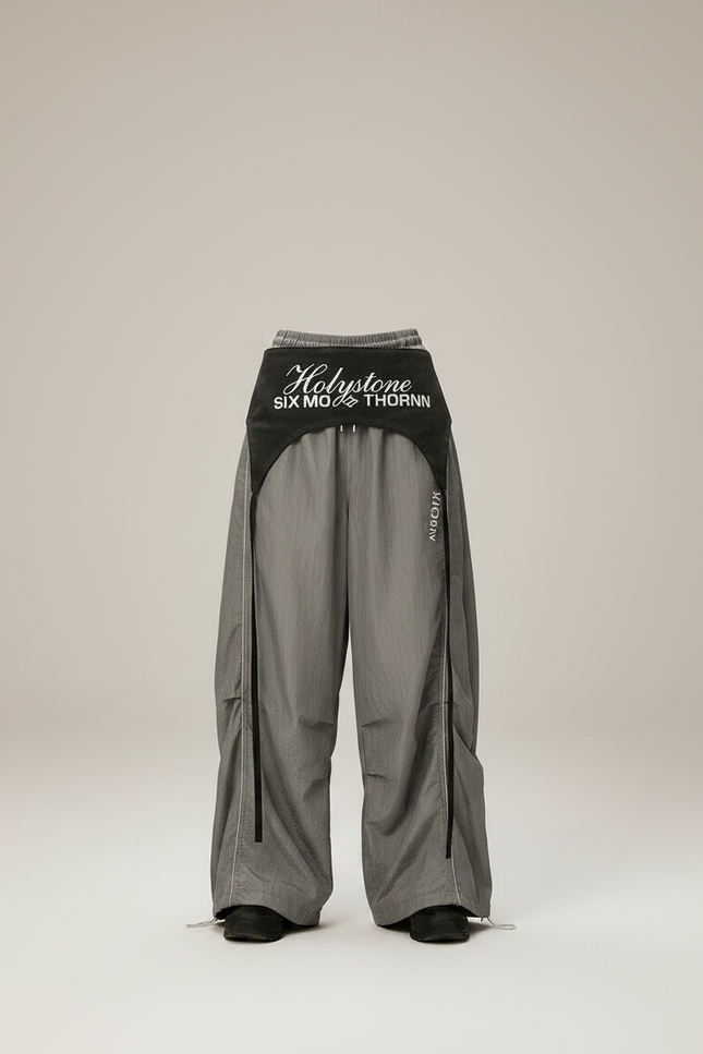 Pantalon Parachute Gris Ample Sportif Fluide Fille - Polyester - vue 3