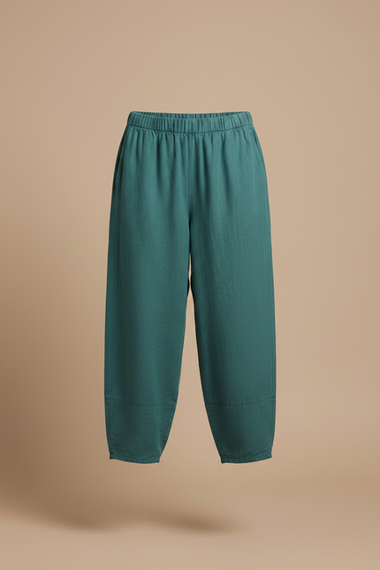 Pantalon Parachute Vert Coton Lin Ample Enfant - vue 3