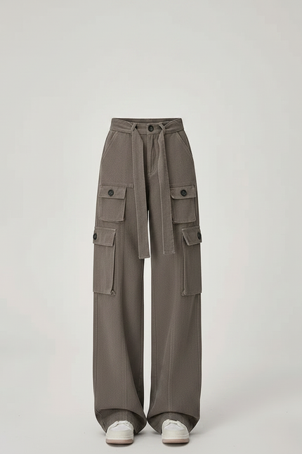Pantalon Parachute Cargo Ample Streetwear Femme - Kaki Toile - vue 3
