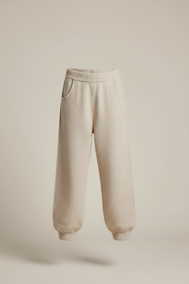 Pantalon Parachute Beige Laine Tricoté Ample Enfant - vue 3