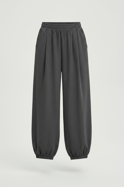 Pantalon Parachute Gris Ample Confortable Fille - Viscose - vue 3