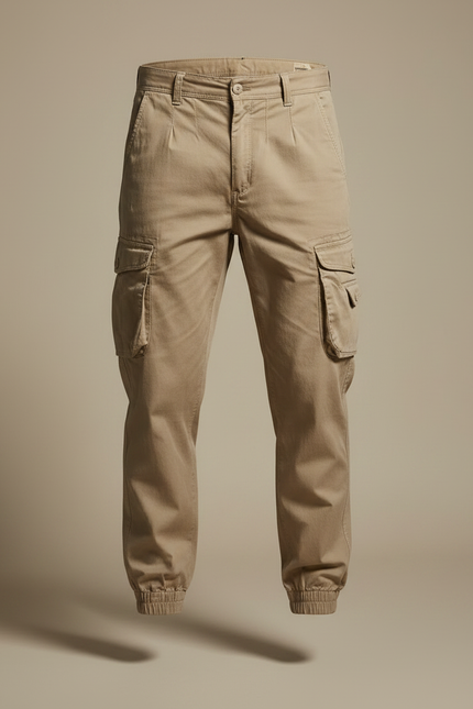 Pantalon Parachute Kaki Cargo Décontracté Homme Multipoches - Toile - vue 3