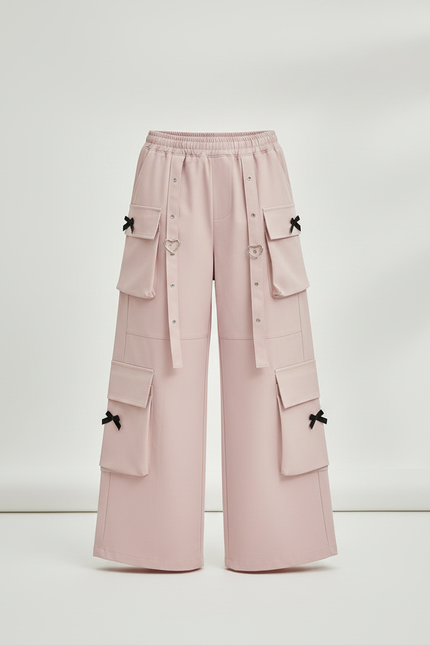 Pantalon Parachute Rose Cargo Ample Enfant Poches - Toile - vue 3
