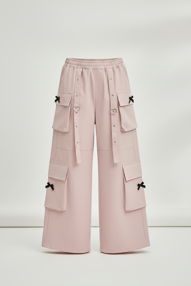 Pantalon Parachute Rose Cargo Ample Enfant Poches - Toile - vue 3