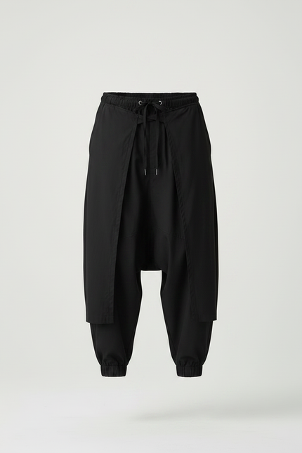Pantalon Parachute Noir Ample Sarouel Décontracté Homme - Polyester - vue 3