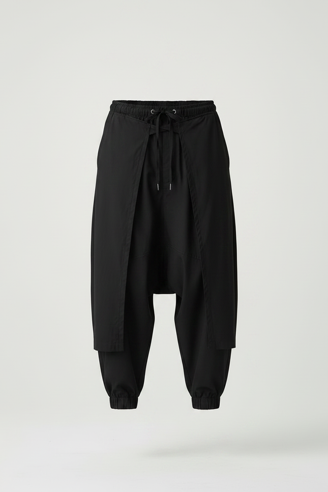 Pantalon Parachute Noir Ample Sarouel Décontracté Homme - Polyester - vue 3
