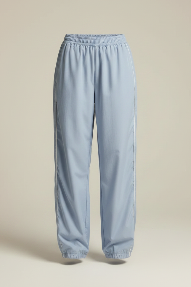 Pantalon Parachute Bleu Ciel Ample Fluide Sportif - Polyester - vue 3