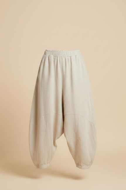 Pantalon Parachute Beige Ample Lin Décontracté Enfant - vue 3