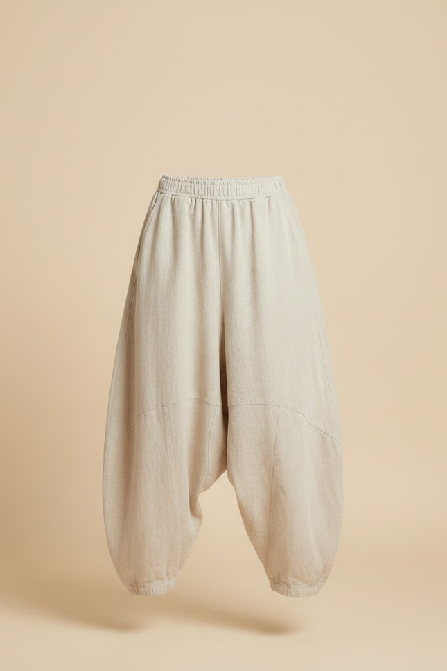 Pantalon Parachute Beige Ample Lin Décontracté Enfant - vue 3
