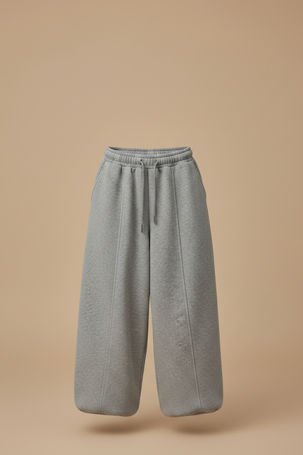 Pantalon Parachute Gris Ample Coton Molletonné Enfant - vue 3