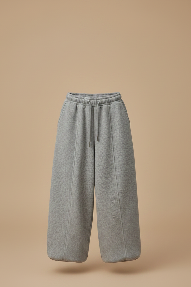 Pantalon Parachute Gris Ample Coton Molletonné Enfant - vue 3