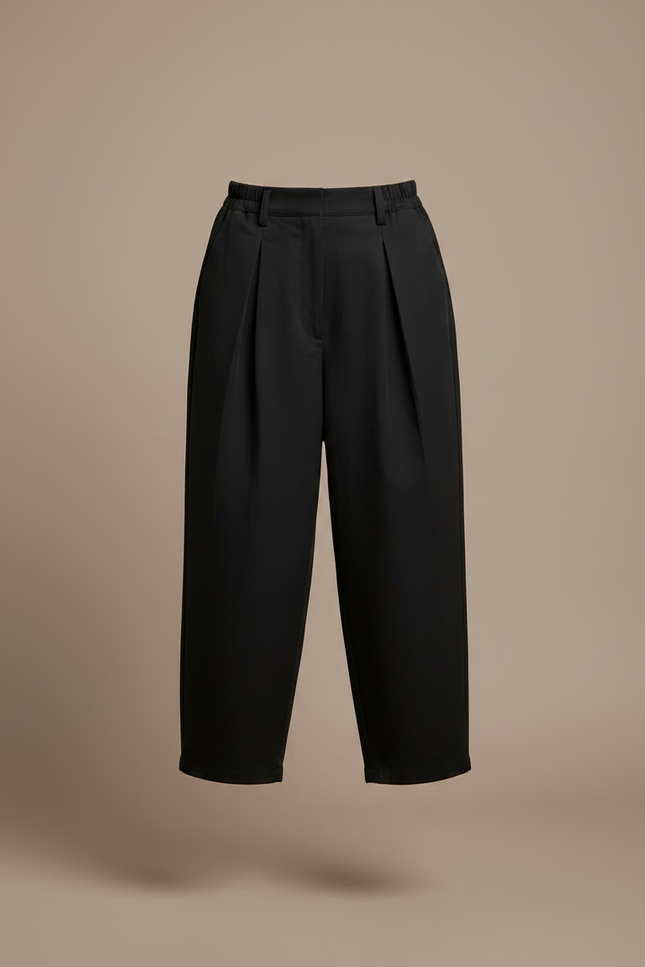 Pantalon Parachute Noir Ample Plissé Fille Décontracté - Gabardine - vue 3