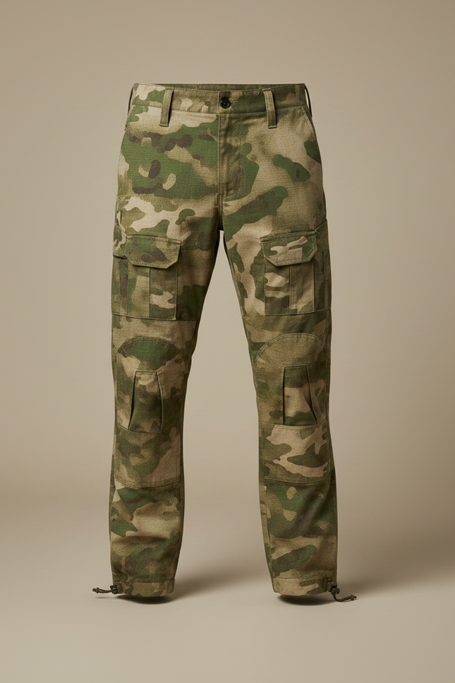 Pantalon Parachute Camouflage Militaire Cargo Multipoches Homme - Multicolore Toile - vue 3