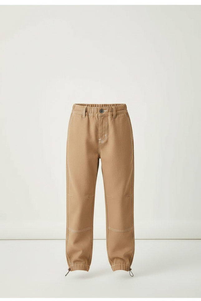 Pantalon Parachute Kaki Coton Ample Garçon Décontracté - vue 3