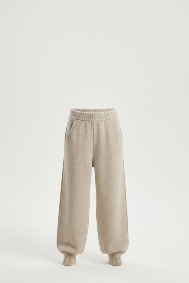 Pantalon Parachute Beige Ample Tricoté Enfant - Maille - vue 3