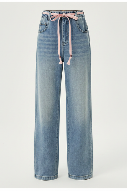 Pantalon Parachute Bleu Jeans Ample Fille Décontracté - vue 3