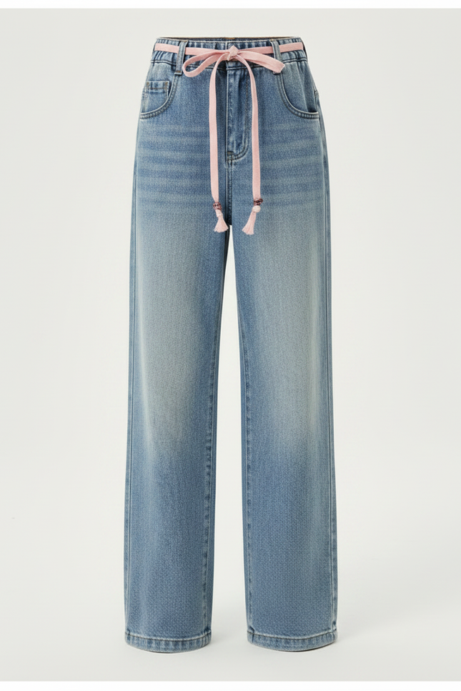 Pantalon Parachute Bleu Jeans Ample Fille Décontracté - vue 3