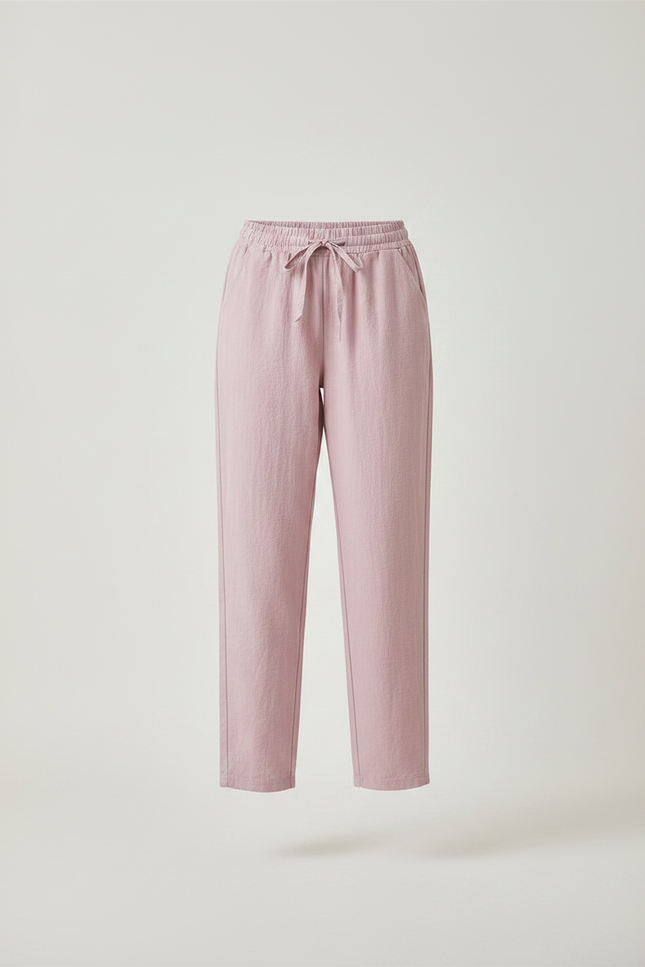 Pantalon Parachute Rose Lin Fluide Décontracté Femme - vue 3