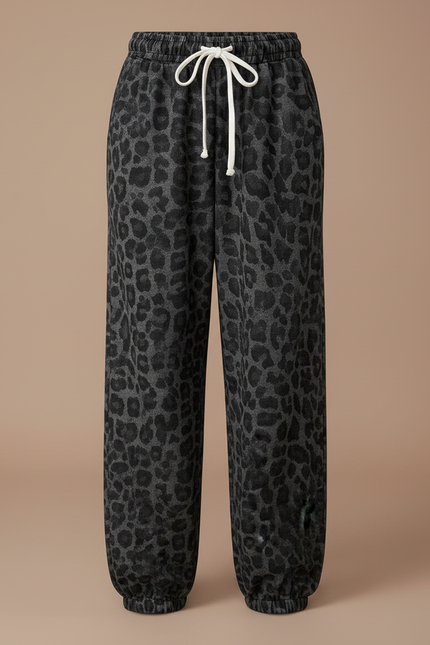 Pantalon Parachute Léopard Gris Ample Coton Enfant - Molleton - vue 3