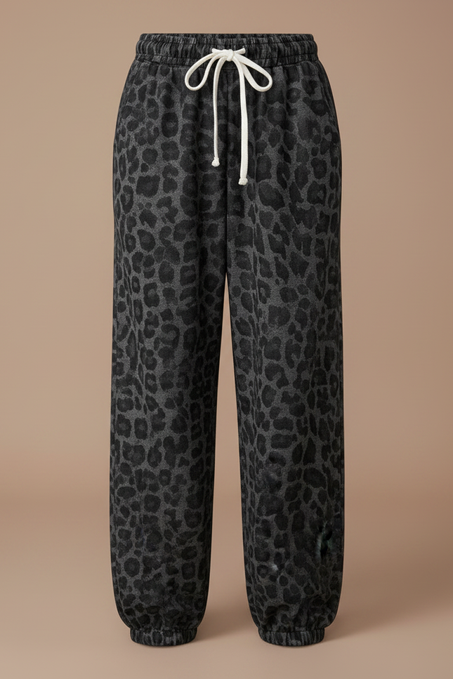 Pantalon Parachute Léopard Gris Ample Coton Enfant - Molleton - vue 3