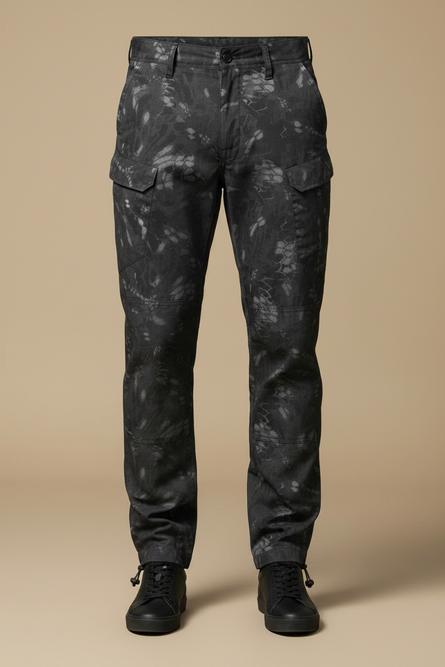Pantalon Parachute Camouflage Noir Cargo Homme Durable - Toile - vue 3