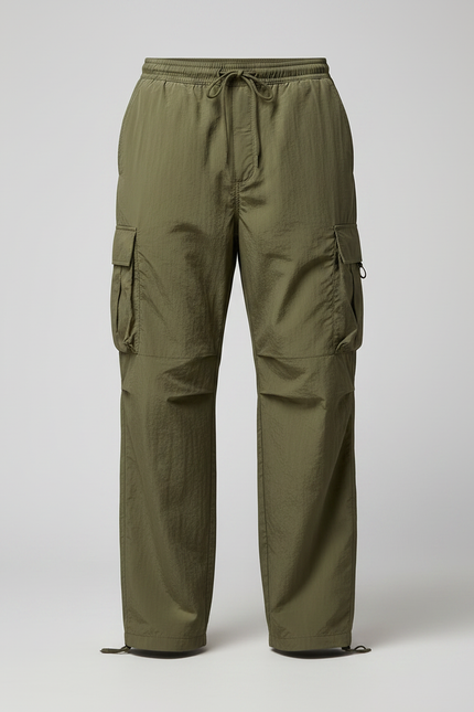 Pantalon Parachute Kaki Ample Cargo Léger Homme - Polyester - vue 3