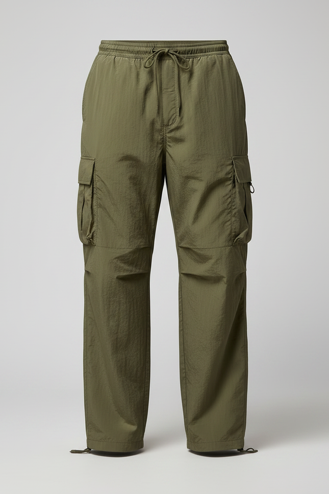 Pantalon Parachute Kaki Ample Cargo Léger Homme - Polyester - vue 3