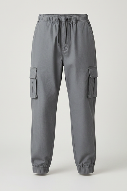 Pantalon Parachute Gris Cargo Ample Coton Garçon - Toile - vue 3