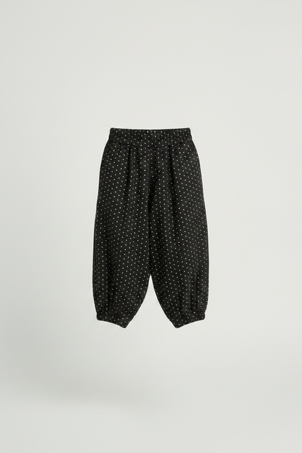 Pantalon Parachute Noir Ample Points Enfant Coton - vue 3