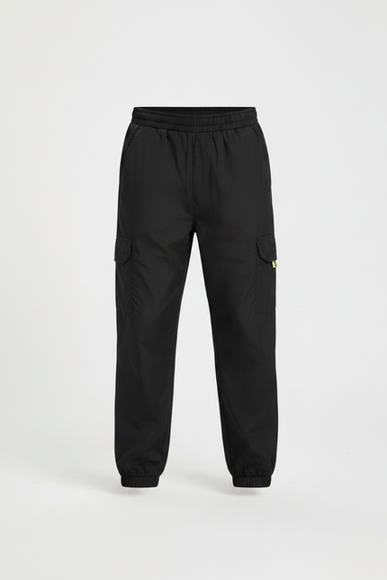 Pantalon Parachute Noir Cargo Ample Enfant Basique - Polyester - vue 3