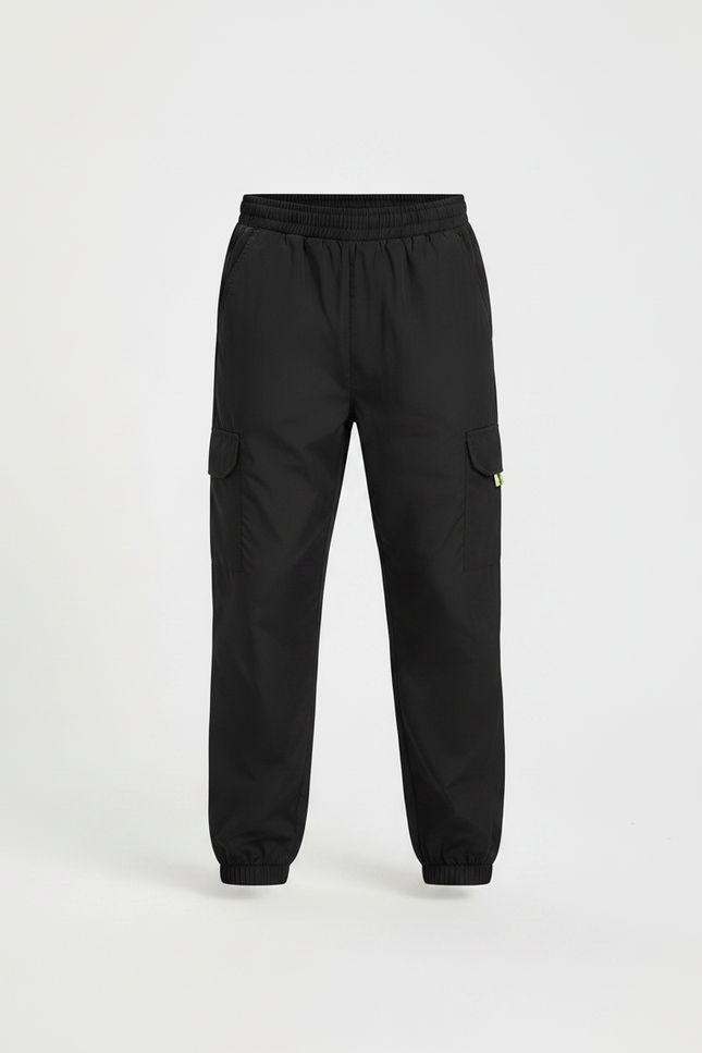 Pantalon Parachute Noir Cargo Ample Enfant Basique - Polyester - vue 3