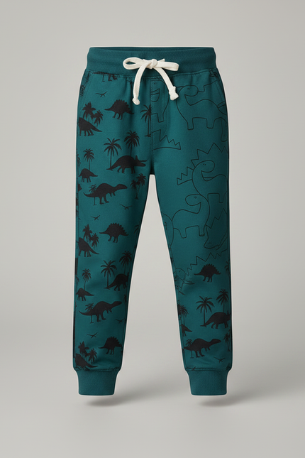 Pantalon Parachute Vert Dinosaure Enfant Décontracté Coton - Molleton - vue 3