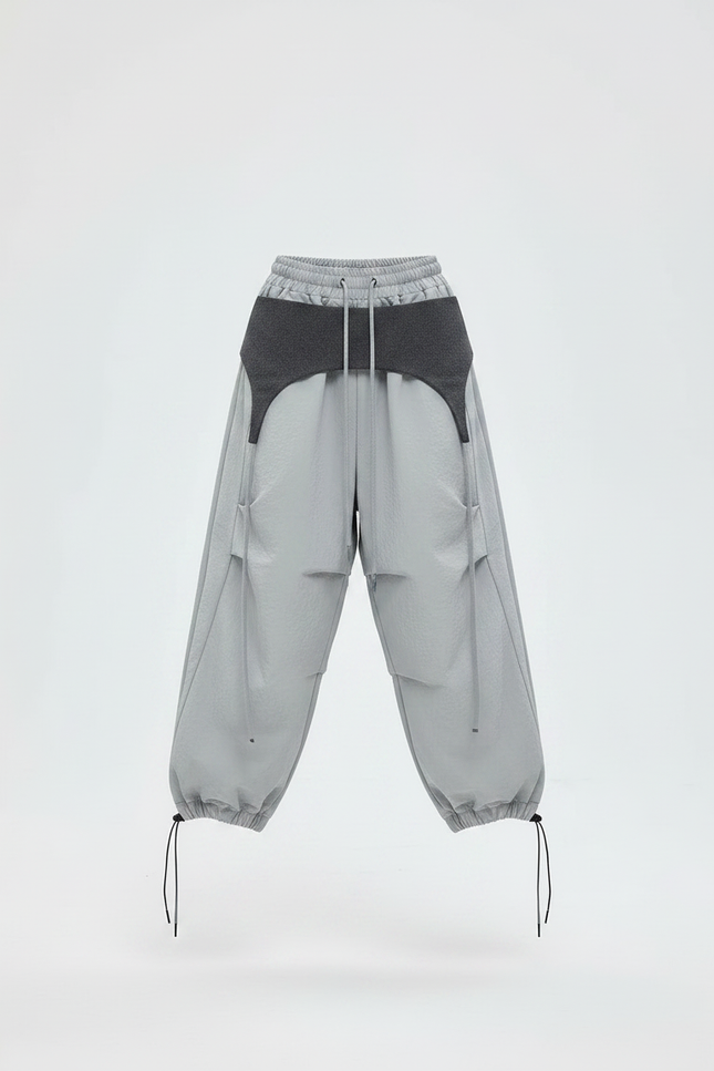 Pantalon Parachute Gris Ample Nylon Enfant Cordon - Polyester - vue 3